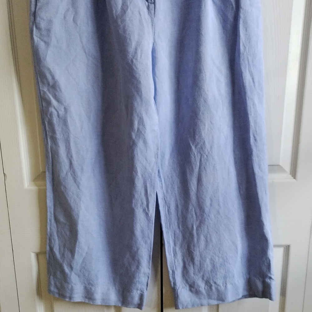 Loft wide leg 100 Linen ZIP front pants size 8 P - Picture 3 of 9